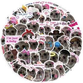 I'm Just a Girl Sticker 56Pcs Funny Hamster Meme Sad Cute Stickers for Kids,Y2K Aesthetic Waterproof Vinyl Sticker for Laptop Water Bottle Phone Scrapbook Cute Animal Decal Stuff Gifts for Girl Teen