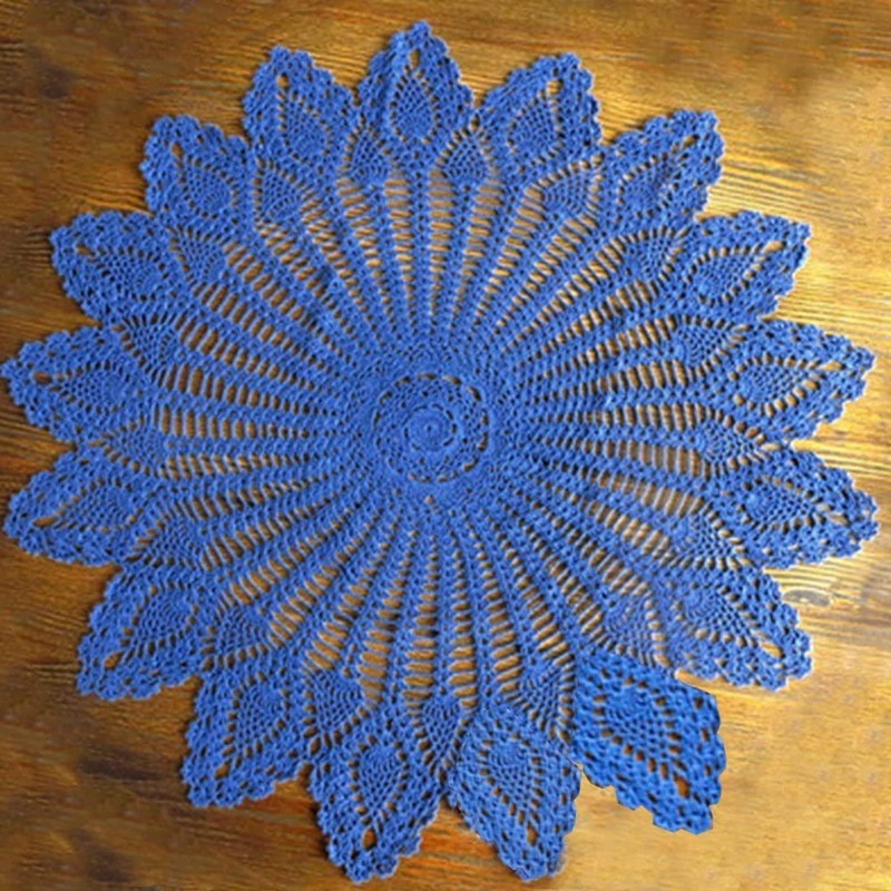 NC NC AMIPOS Handmade Cotton Round Placemats Crochet Lace Placemats