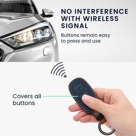 kwmobile Key Cover Compatible with Ford 3 Button Car Key Keyless Go - Faux Leather Car Key Fob Protector - Navy Blue/Light Brown