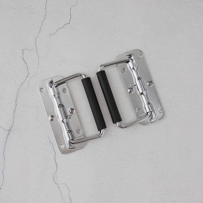 4 Pcs 304 Stainless Steel Folding Spring Handle with Black