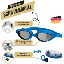 Premium Swimming Goggles Version 2022 German Brand with ClearviewXXL Including Nose Clip 3.0 Sports and Leisure Set Anti-Fog Diving Goggles with UV Protection for Clear Vision Underwater without
