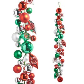 Raz Imports Vintage Ornament Ball Garland, 48-inch Length, Plastic and Glitter, Christmas, Home Décor