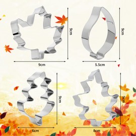 Cookie Cutters, Autumn Leaves, Maple Leaf Cookie Cutter Set, Stainless Steel Cookie Cutters, Oak Leaf, 4 Pieces Leaf Shapes, Cookie Cutter, Gifts for Baking, Fondant Cakes