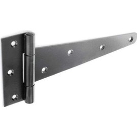 Tee Hinges Pair Gate Shed Hinges Heavy Duty Black Or Zinc Plated Sizes 8 to 18" (Black, 200mm)