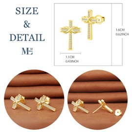 MicLee Earrings studs for women, 925 sterling silver earrings, cross earrings, elegant infinity symbol stud earrings, Inlaid zircon, women's girl's earrings, gold