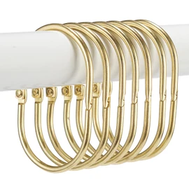 Goowin 24 Pcs Shower Curtain Rings, Oval Snap Shower Rings for Curtain, Metal Gold Shower Curtain Rings Rust Proof, Glide Smoothly Shower Hooks for Shower Curtain Rod