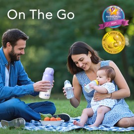 MOMFANN Portable Bottle Warmer for Travel, Dual Heating Modes Baby Milk Warmer On The Go for Breastmilk, Water and Formula, Precise Temperature Control with 5 Levels, Long-Lasting Battery (Purple)