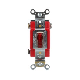Eaton AH1221PL 20 Amp 120/277V Industrial Grade Toggle Switch with Pilot Light, Red