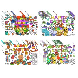Easter Coloring Placemats for Kids 24 Pcs Disposable Paper Mats for Kids Table 17' x 11' Easter Disposable Paper Place for Easter Party Decorations School Activity Supplies