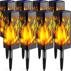 TomCare Flickering Flames Pathway Lights Solar Powered Decorative Garden Waterproof Torch Outdoor Landscape Lighting for Yard Patio