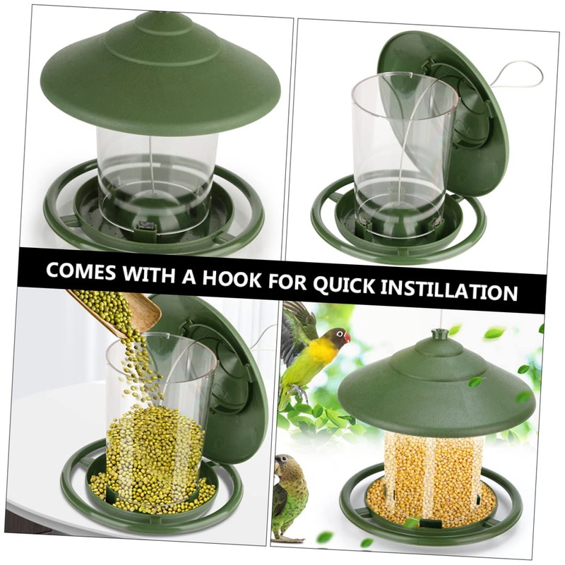 GRIRIW Automatic Wild Bird Feeder with Hook Durable Outdoor Hanging