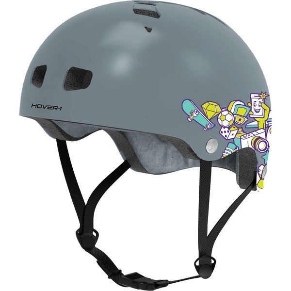 Hover-1 Sport Helmet | Hardshell Helmet with Lightweight Design, Inner Soft Padding for Comfort, Removable and Washable Liner, Small, Grey