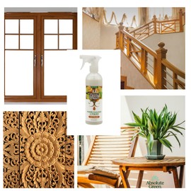 Absolute Green Citrus Wood Polish Cleaner Spray, Non-Toxic, Dust, Clean, Furniture and Cabinets, Natural Citrus Scent, 16 oz