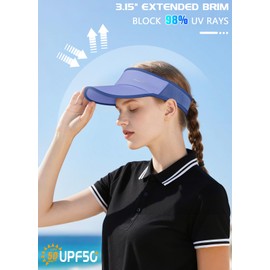 GXCROR Sports Sun Visor Hat Men Women, Lightweight Breathable Quick-Dry Visor Hat, UPF 50+ Tennis Golf Running Visor Blue