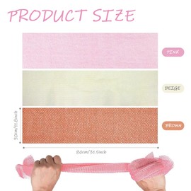 3 Pcs African Net Sponge - African Exfoliating Sponge, Long Bath Net, Deep Cleaning Mesh Back Scrubber, Spa Massage Bath Towel for Women Men (Pink, Beige, Brown)