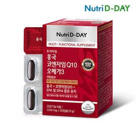 H-Nutriday Premium Red Yeast Coenzyme Q10 Omega-3 30 Capsules 1 Box / H뉴트리디데이 프리미엄 홍국 코엔자임Q10 오메가3 30캡슐 1박스