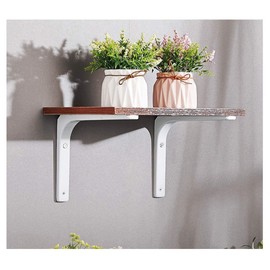 SAYAYO Metal Shelf Brackets, 8 x 6 Inch Heavy Duty L Angle Brackets Shelf Hardware Decorative Wall Hanging Supports for Floating Storage Shelf, 4 PCS Bright White