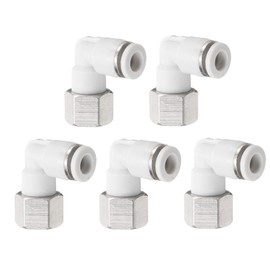 sourcing map 5pcs PLF1/4-N02 Pneumatic Female Elbow 1/4" Tube OD x 1/4" NPT 90 Degree Push to Connect Air Tube Fittings Quick Connect for Pneumatic Machine White
