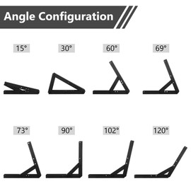 Sihnman Heavy Duty Adjustable Angle Bracket (2 pc) for Wall Mount, Roof Mount, Foldable Hinge Bracket, Truss and Frame for Solar Panel Stand, Awning Roof, Commercial Sign, Table Shelf Support.