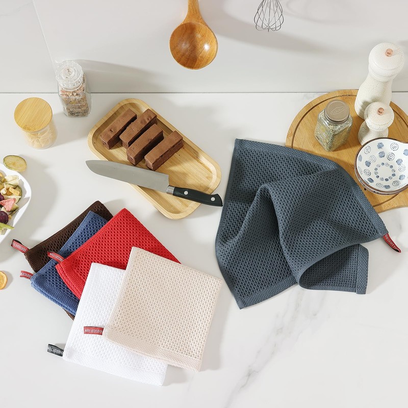 Moosfor 100% Cotton Tea Towels, Highly Absorbent Soft Dish Cloths,