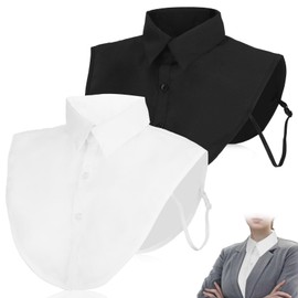 wlertcop 2 Pieces Blouse Collar Insert Women's Collar Insert Pullover with Blouse Insert, Detachable Collar Insert Men's Fake Collar Shirt Collar Insert, Blouse Women's Blouse Collar, black, white