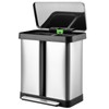 Stainless Steel Kitchen Garbage Can,19 Gallon/72 L Dual Trash Can,