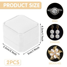 DIVINA VITAE Pack of 2 White Velvet Ring Box Wedding Jewellery Box Ring Box Single Engagement Ring Box Proposal Ring Box 1 Slot Small Ring Earrings Gift Box Promise Ring Box for Men Women