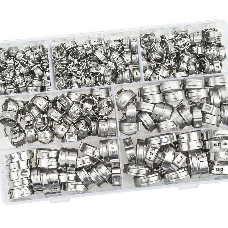 Sutemribor 304 Stainless Steel 7-21mm Single Ear Hose Clamps Assortment