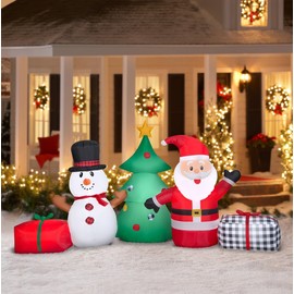 Holiday Time 9 ft. Wide Inflatable - Snowman and Santa