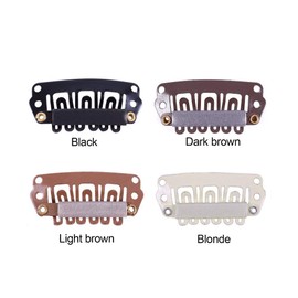 24 clips de extensión de pelo en forma de U con cierre trasero de silicona (28 mm), color negro