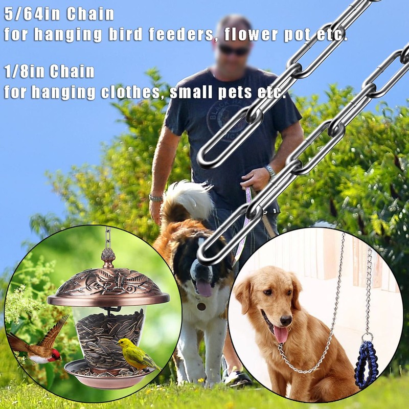 Stainless Steel Chain, Lsqurel 6.5ft Metal Chain Link Chain Small