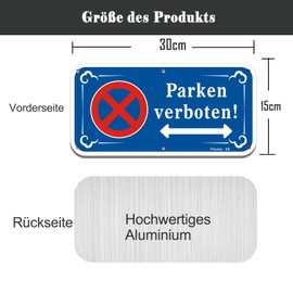 Parken Verboten Schilder 2 Stück，30x15cm Privatgrundstück Schilder，für Ihren Parkplatz, Carport, Wohnanlage，für Außen-und Innenbereich