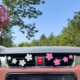 8pcs Cute Five-Petal Flower Car Air Vent Fragrance Clip Daisy Car Air Freshener Air Conditioning Outlet Clip Car Inter Decor (8 pcs white pink, Ocean)