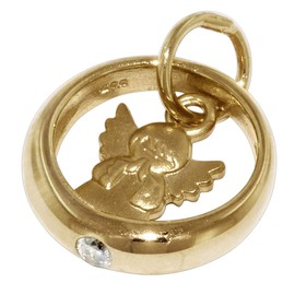 trendor Anhänger Taufring mit Engel Gold 333 mit goldplattierter Kette 72931-40 40 cm