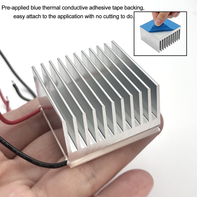 4PCS 40mm Aluminum Heatsink with Thermal Conductive Adhesive Tape, 40×40×20mm