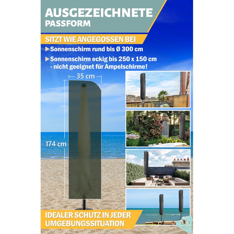 Menz Parasol Protective Cover – Weatherproof Protective Cover for Umbrella,