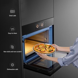 tchrules 8 Inch Pizza Pan Set of 8, Stainless Steel Pizza Tray, Round Non-Stick Coating Pizza Plate for Oven Kitchen Baking Home Restaurant, Dishwasher Safe （Silver）