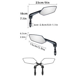 ZHYUAN 2 Stück Fahrrad Rückspiegel,Fahrradspiegel,Verstellbar 360° Klappbar Fahrrad Spiegel Drehspiegel,Rückspiegel,für 2,0 cm–2,8 cm Lenker, Fahrräder, Mountainbikes, Elektrofahrräder,Schwarz