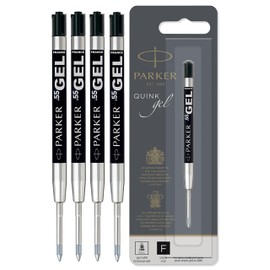 PARKER Quink Gel Ballpoint Pen Refills 0.5mm Fine Point Black Ink (BLACK, 4 Pack (1 Piece))