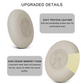 Ear Pads for Jabra Elite 45h - Replacement Ear Cushions for Evolve2 65 40 MS UC USB On-Ear Wireless Headphones - Protein Leather Memory Foam (Gold Beige)