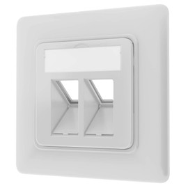 HB-DIGITAL 2-Port LAN Junction Box Data Socket Empty Box Network Socket Flush-Mounted Box Installation Box for Keystone Module Metal Housing - Signal White