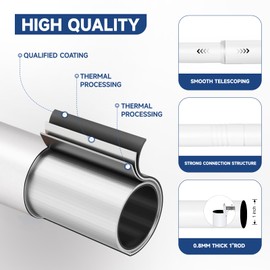 BRIOFOX White Curtain Rods for Windows 48 to 84 Inch(4-7.33ft) - 1'' Diameter Heavy Duty Curtain Rods with Imitation Wood Grain Pattern Finials,Adjustable Decorative Curtain Rods Sets,28-88''