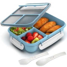 WHALEHOUSE Large Capacity Bento Box for Adult, 1700ML 3 Compartments Lunch Box with Utensil, Airtight Food Container with Lids for Meal Prep, Microwave/Dishwasher/Freezer Safe, On the Go