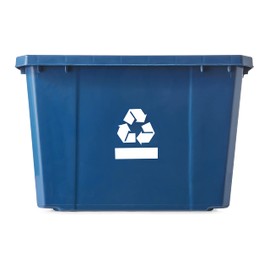 Gracious Living Medium Sized Plastic Curbside 17 Gallon Home or Office Recycling Bin Container with Built-in Carrying Handles, Blue