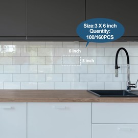 Yipscazo Peel and Stick backsplash 3 x 6 Zoll 3D PVC Composite Wall Tile Stick auf Backsplash Fliese für Küche Bad, Waschküche, Kamin (Polierter Marmor weiß, 2 Stück)
