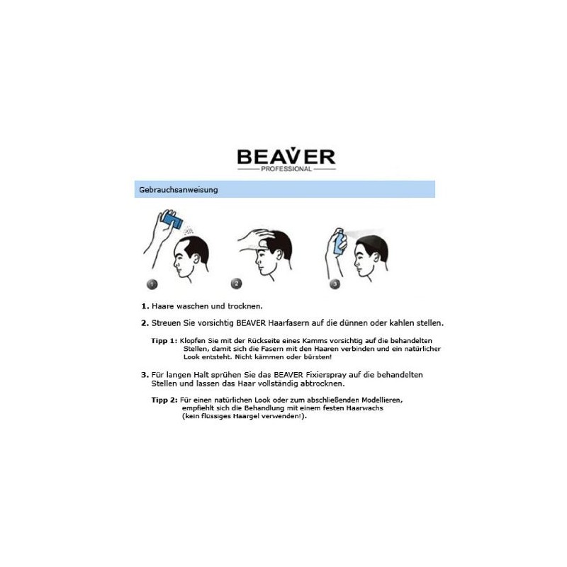 BEAVER PROFESSIONAL Keratin Schütthaar zur Auffüllung von schütterem Haar, Dunkelbraun