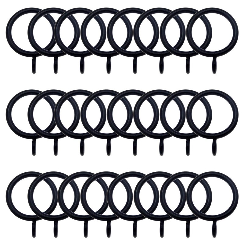 10 pcs 28mm Black Metal Curtain Rings Drapery Voile Pole