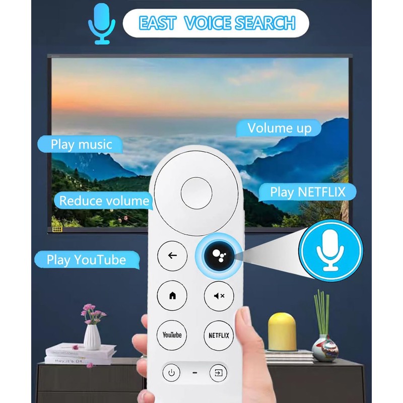 New Voice Remote for Google Chromecast 4k Snow TV, G9N9N