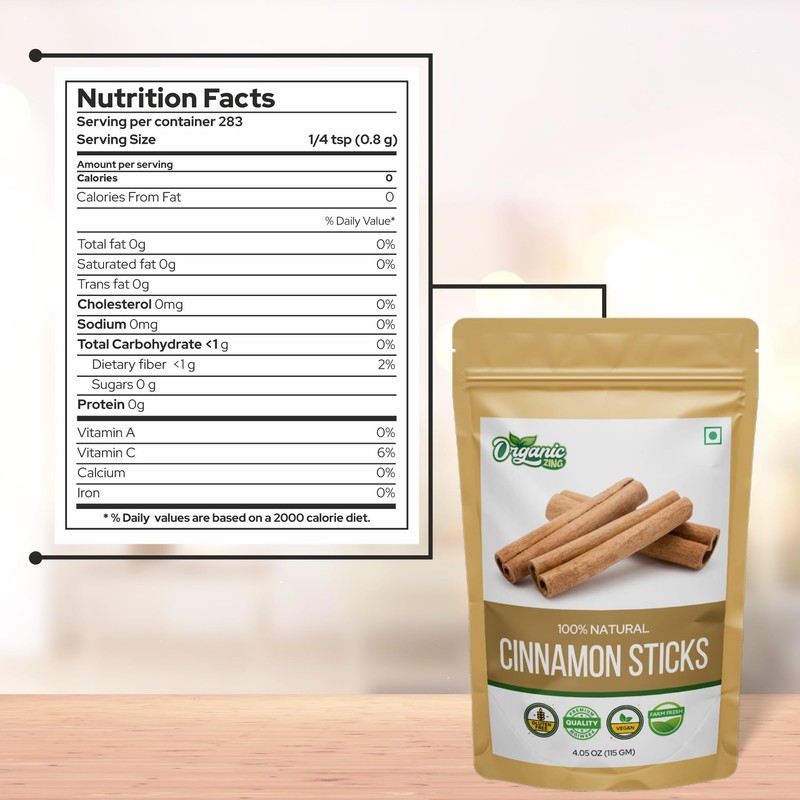 Organic Zing Cinnamon bark - Ceylon Cinnamon Sticks for Baking,