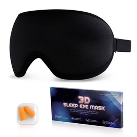 HMIEPRS Schlafmaske für Seitenschläfer, 3D Lichtblockierende Augenmaske zum Schlafen mit Ohrstöpsel, Schwarz Reise Schlafhilfe Schlafbrille mit Verstellbarem Stirnband für Frauen & Männer